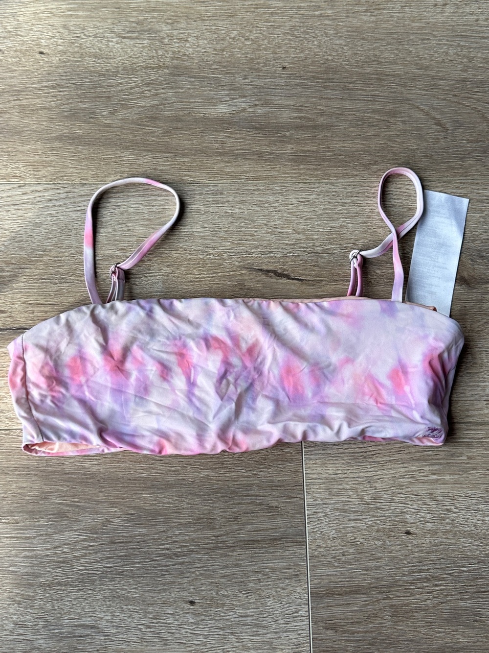 Billabong Pink Tie-Dye Bandeau Bikini Top with Adjustable Straps